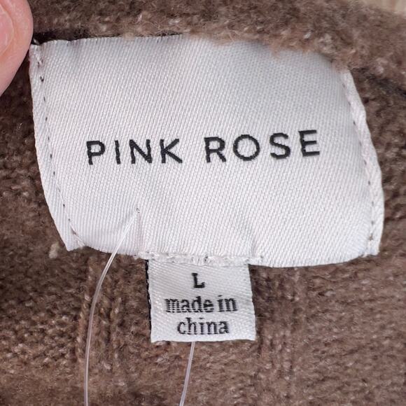 Pink Rose Women's Size L Striped Long Sleeve Crop Sweater- fall, casual  #3009 - Picture 5 of 8